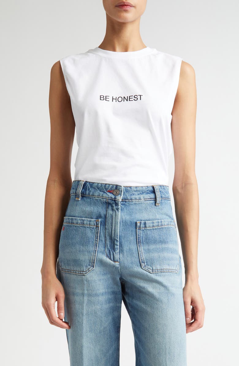 Victoria Beckham Be Honest Organic Cotton Graphic Tank, Main, color, 