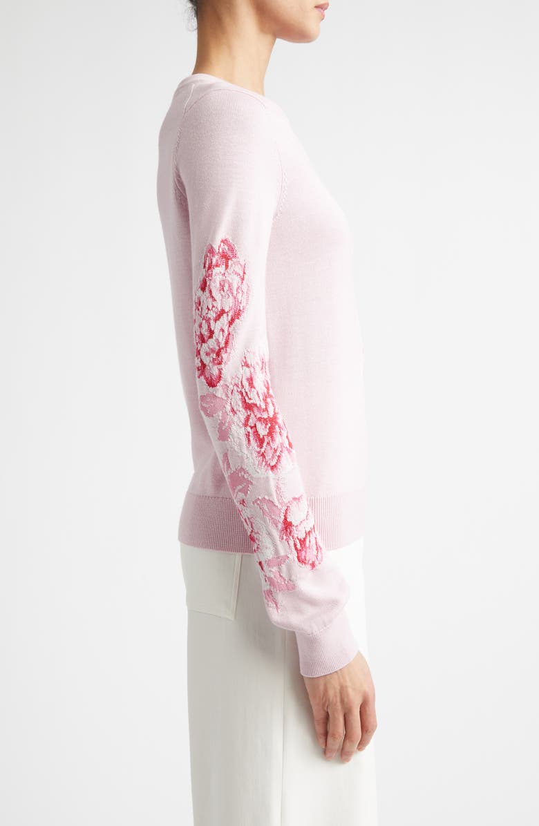 ST. JOHN Peony Merino Wool & Silk Blend Intarsia Sweater, Alternate, color, Peony Multi