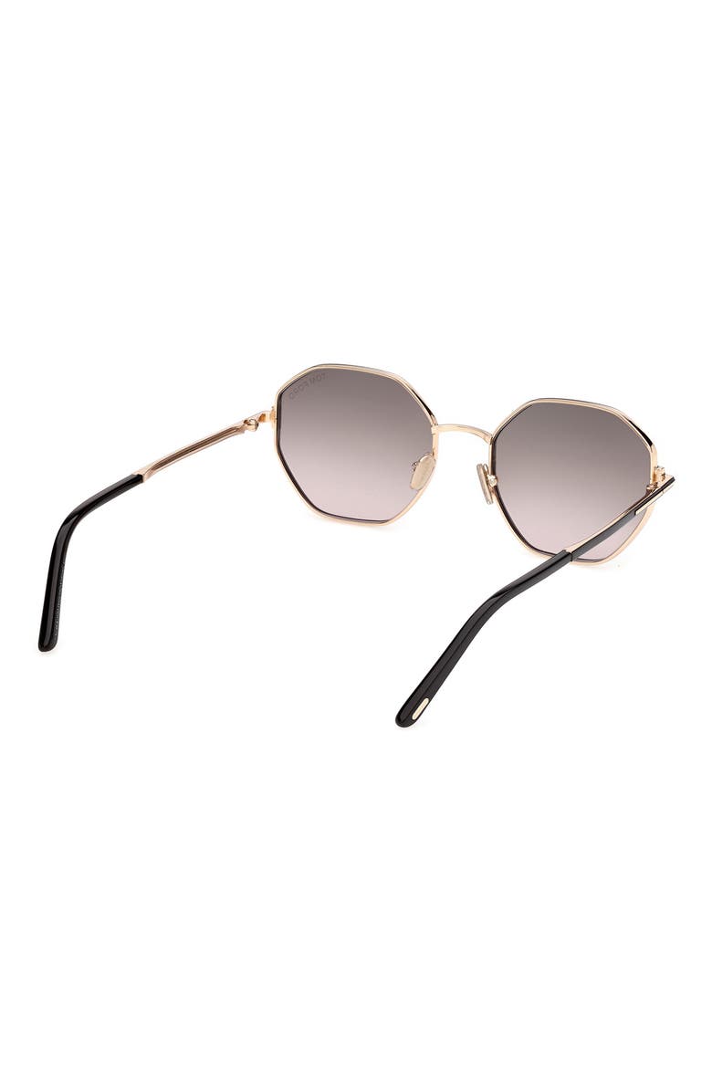 Francesca 53mm Gradient Geometric Sunglasses, Alternate, color, SHINY BLACK ROSE GOLD T LOGO