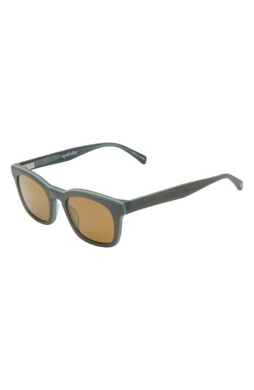 Eyebobs Humble Narrator 49mm Small Polarized Square Sunglasses In Matte Sage Green/brown