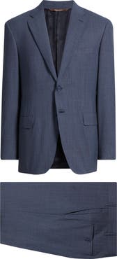 Canali Siena Regular Fit Blue Mélange Wool Suit