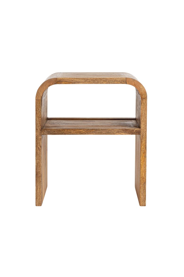 Waterfall Edge End Table with Shelf, Alternate, color, Natural