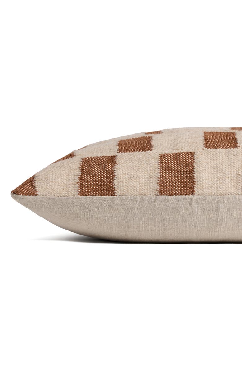 Parachute Modern Check Wool Blend Lumbar Pillow Cover, Alternate, color, Natural And Tobacco