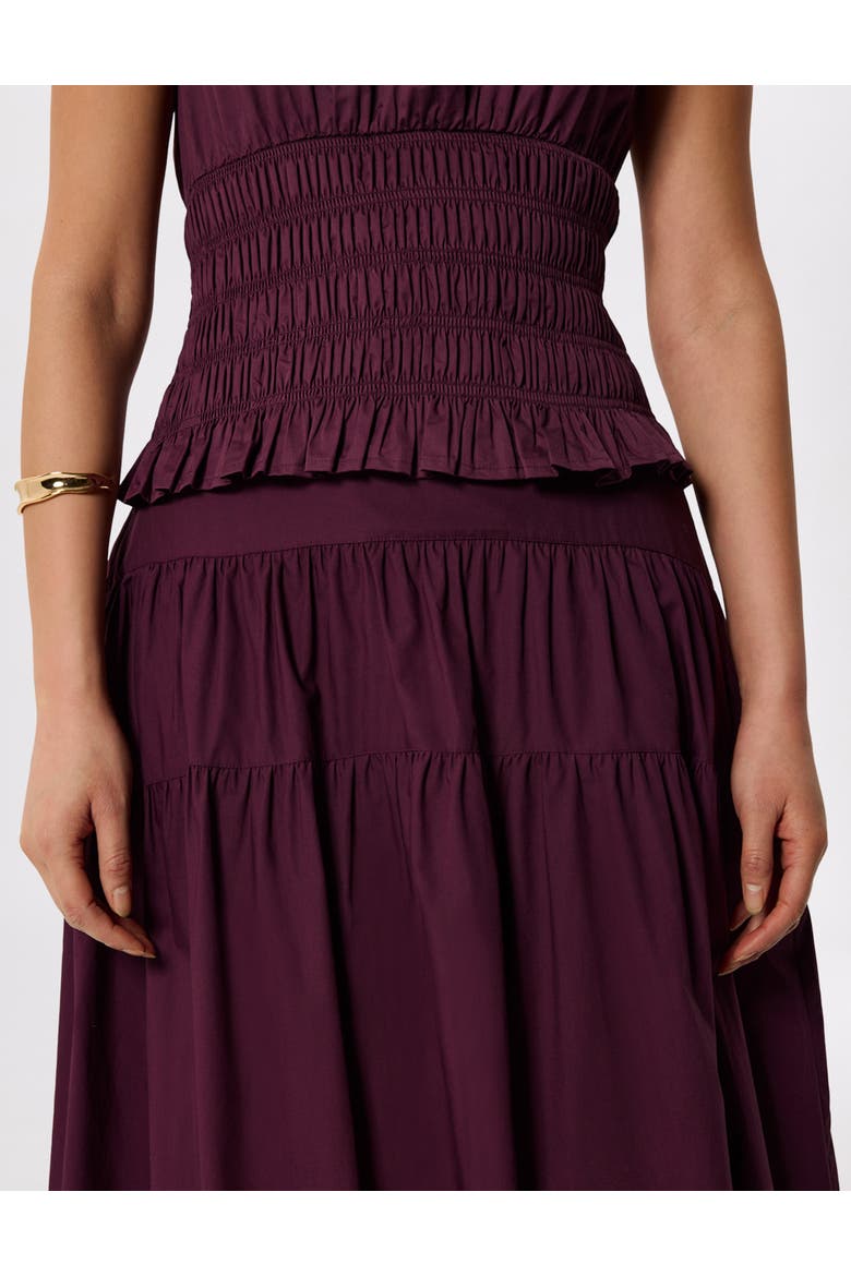 Tier Hem Cotton Skirt, Alternate, color, Plum