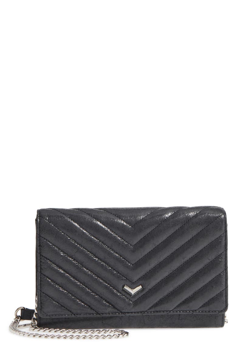 Soho Calfskin Leather Wallet on a Chain, Main, color, BLACK
