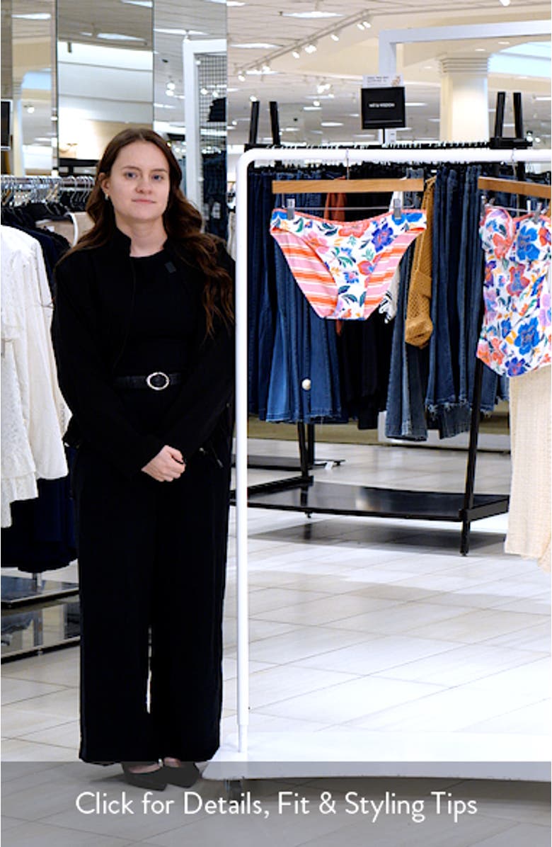 Tropi Flora Stripe Reversible Hipster Bikini Bottoms, sales video thumbnail