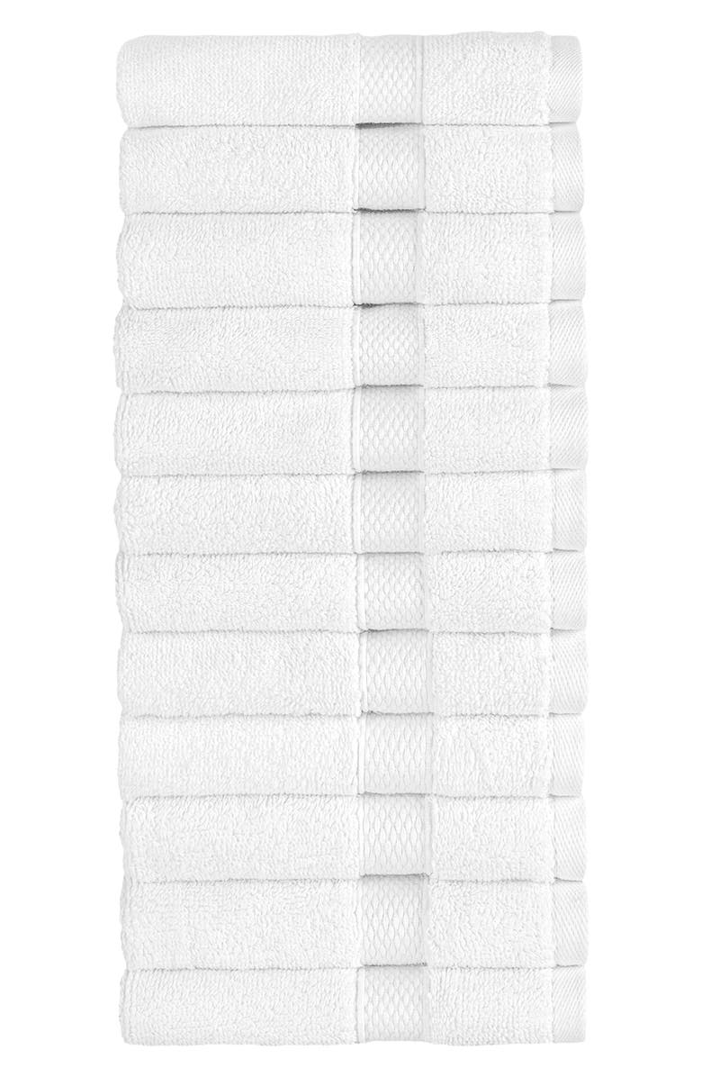 Linum Home Textiles 12-Pack Anovia Cotton Washcloths, Alternate, color, White