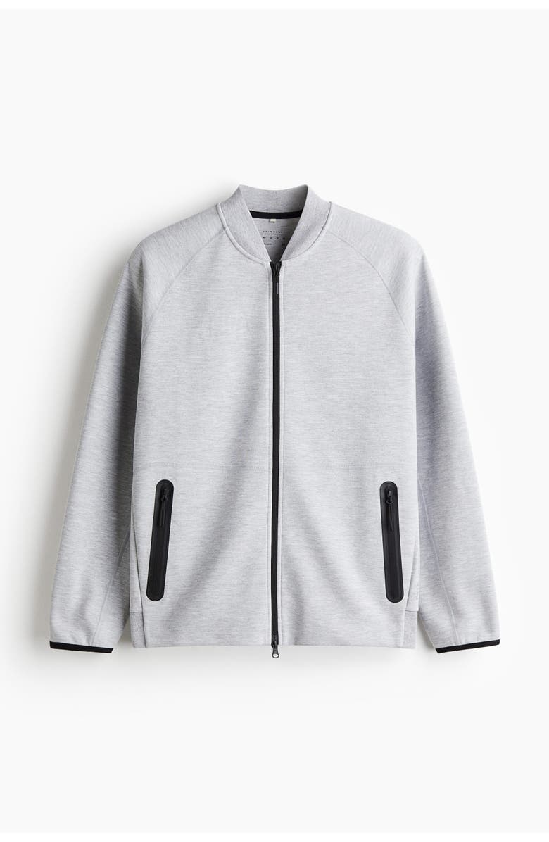 H&M Sports Bomber Jacket With Drymove, Alternate, color, Light Gray Melange