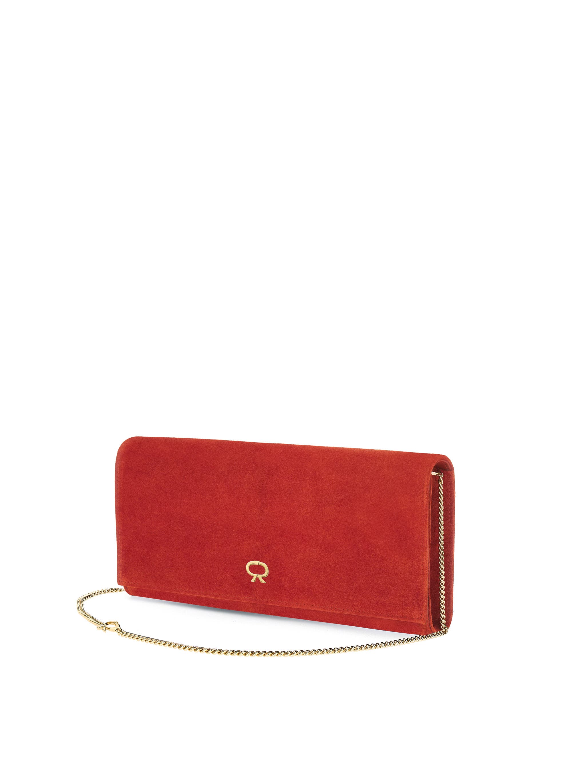 Monica Clutch Bag, Alternate, color, Orange Suede