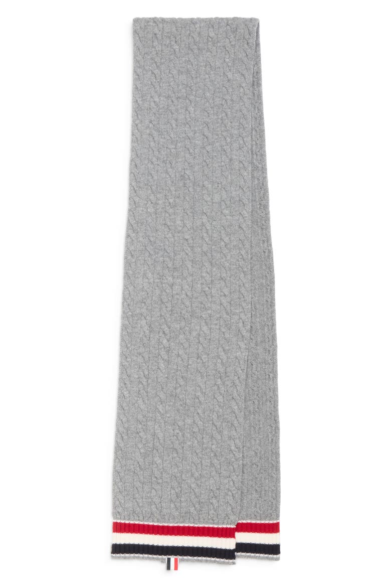 Cable Knit Virgin Wool Scarf, Alternate, color, LIGHT GREY
