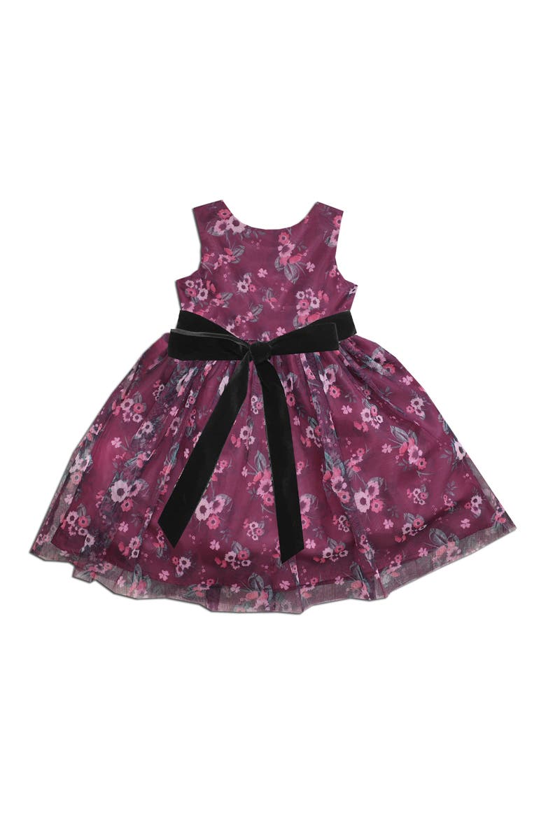 Kids' Mesh Print Party Dress, Main, color, PURPLE