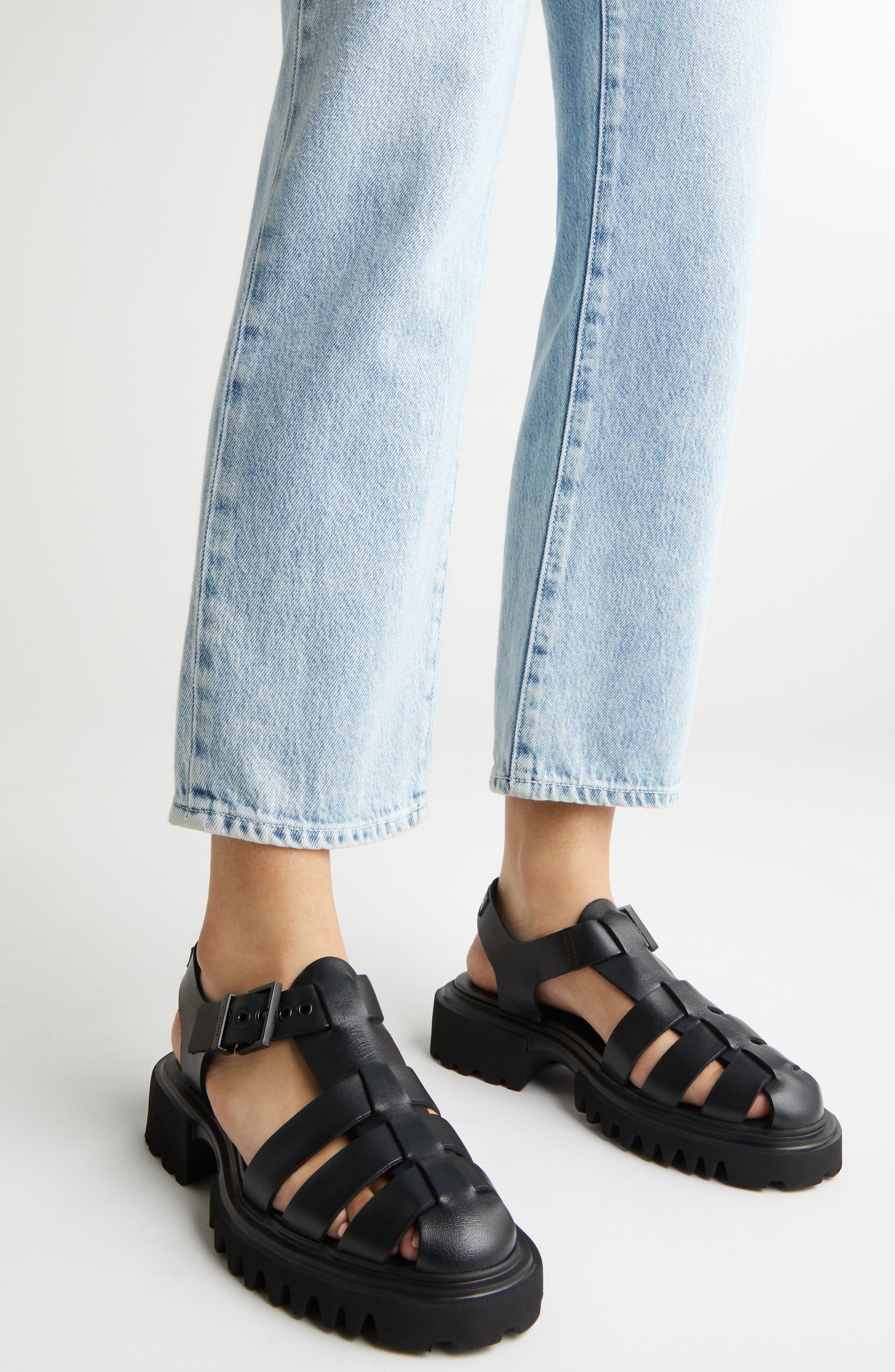 Nessa Fisherman Sandal, Alternate, color, BLACK