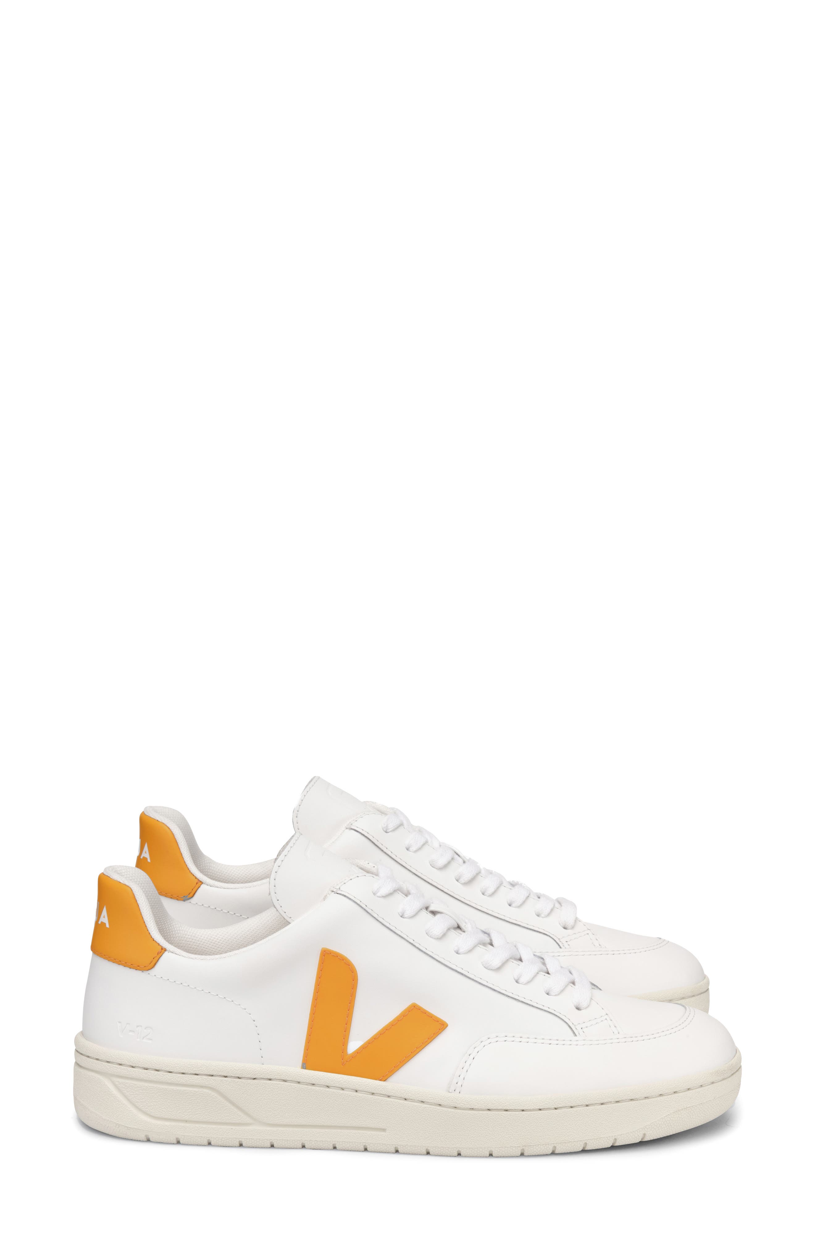 Veja <p>V-12 Leather Sneaker (Women)</p>, Alternate, color, Extra-White Ouro
