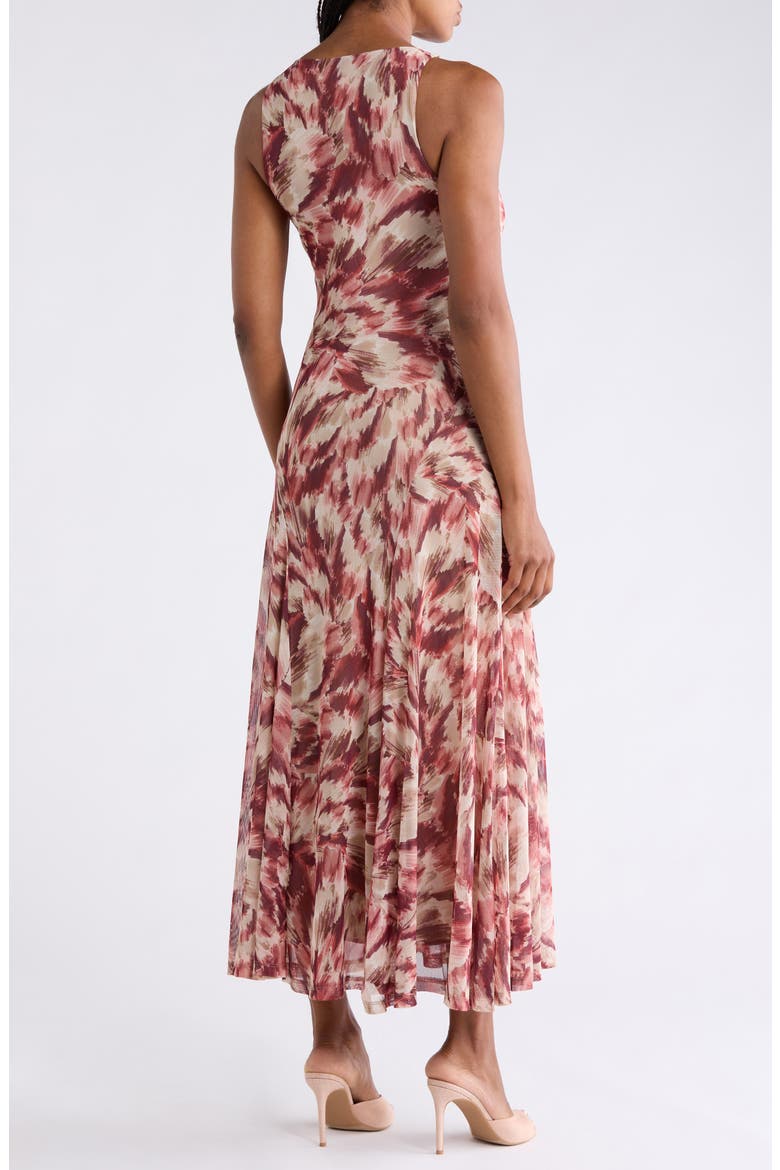 Sleeveless Mesh Maxi Dress, Alternate, color, BURGUNDY/ RUST/ TAN