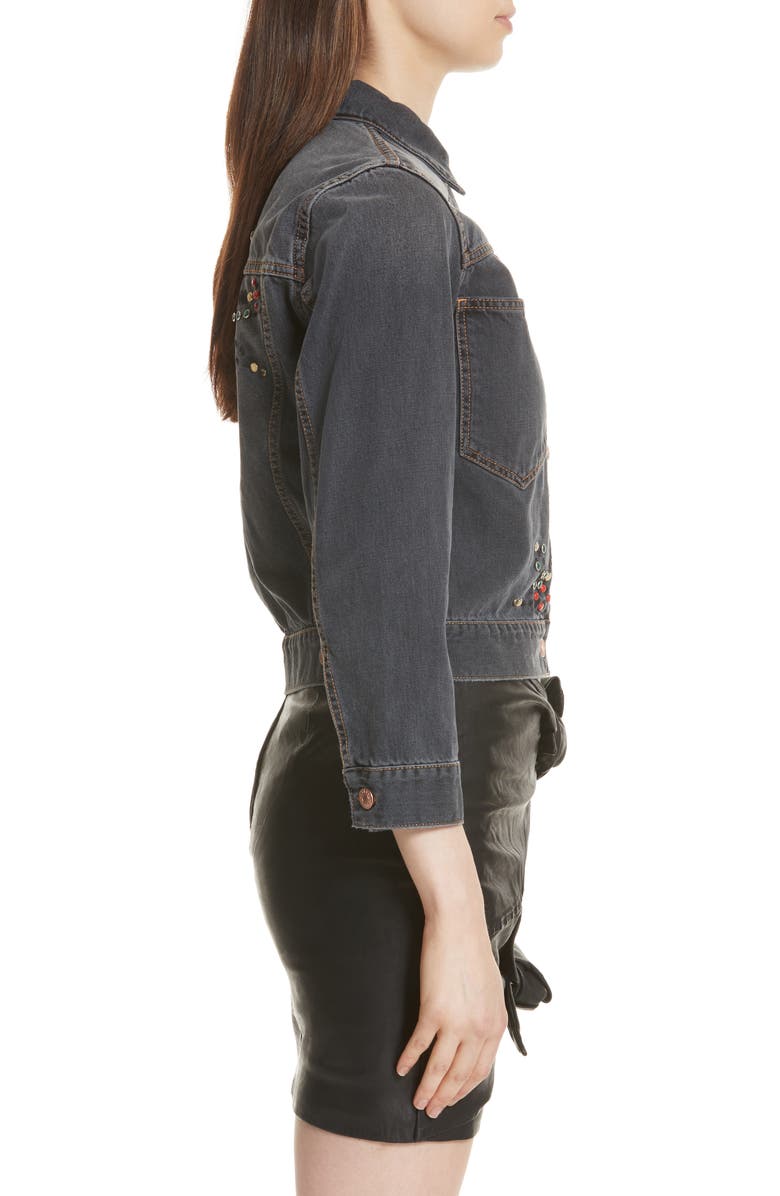 Isabel Marant Étoile Cabella Embellished Denim Jacket, Alternate, color, 