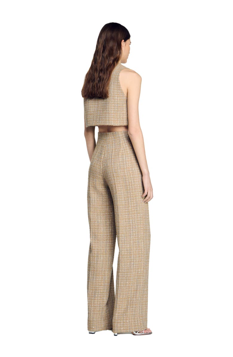 SANDRO Straight-leg tweed trousers, Alternate, color, 
