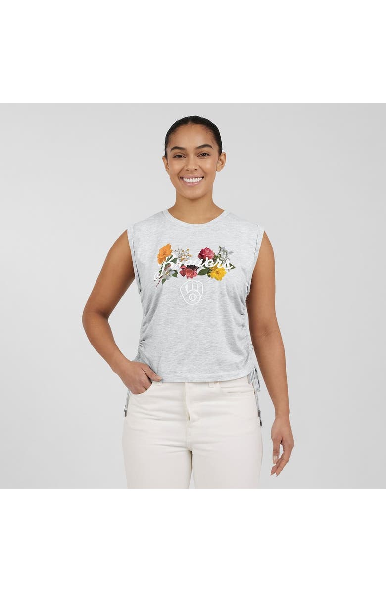WEAR by Erin Andrews Women's WEAR by Erin Andrews Heather Gray Milwaukee Brewers Cinched Tank Top, Alternate, color, Heather Gray