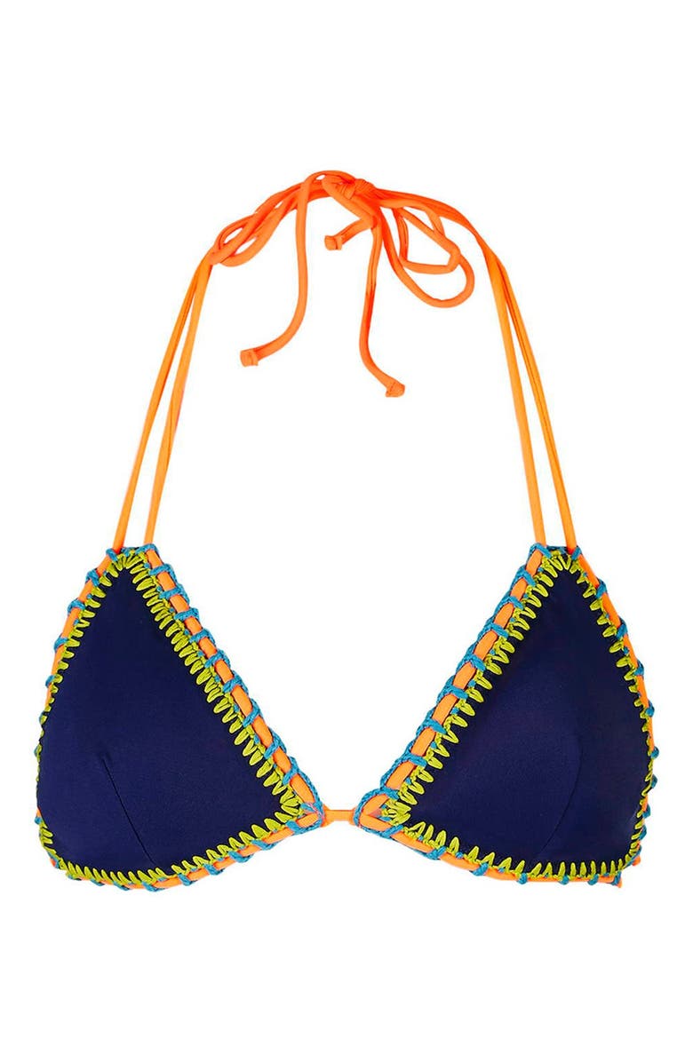 Topshop Crochet Trim Triangle Bikini Top, Main, color,