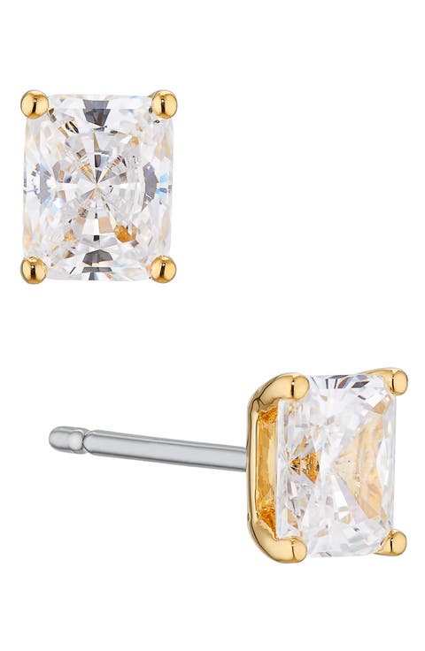 Modern Luv Small Emerald Cut Cubic Zirconia Stud Earrings