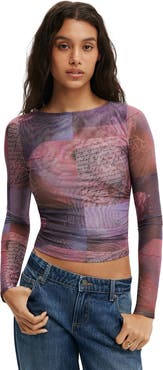 Cotton On Women
s Ashley Mesh Long Sleeve Top