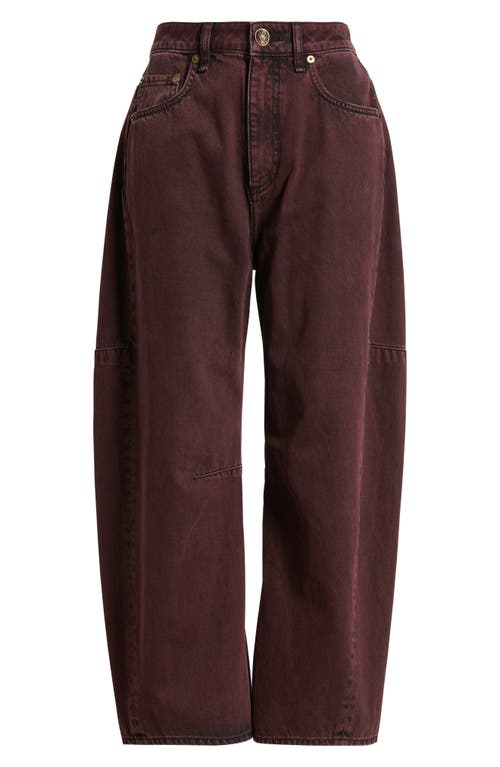 Rag & Bone Charlie Super High Waist Crop Barrel Jeans In Burgundy
