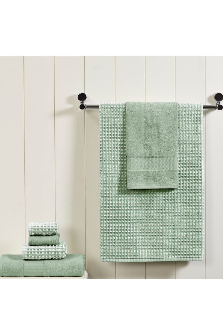 Luxury Spa Cobblestone Quick Dry 6-Piece Towel Set - White, Alternate, color, GREEN