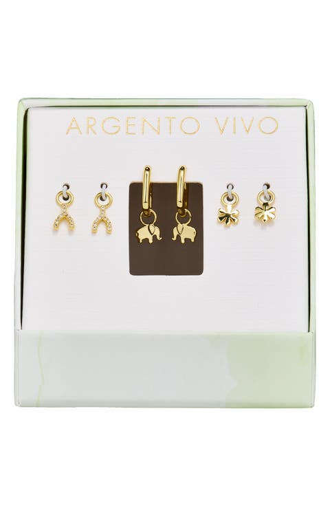 Wishbone Charm Earrings Set