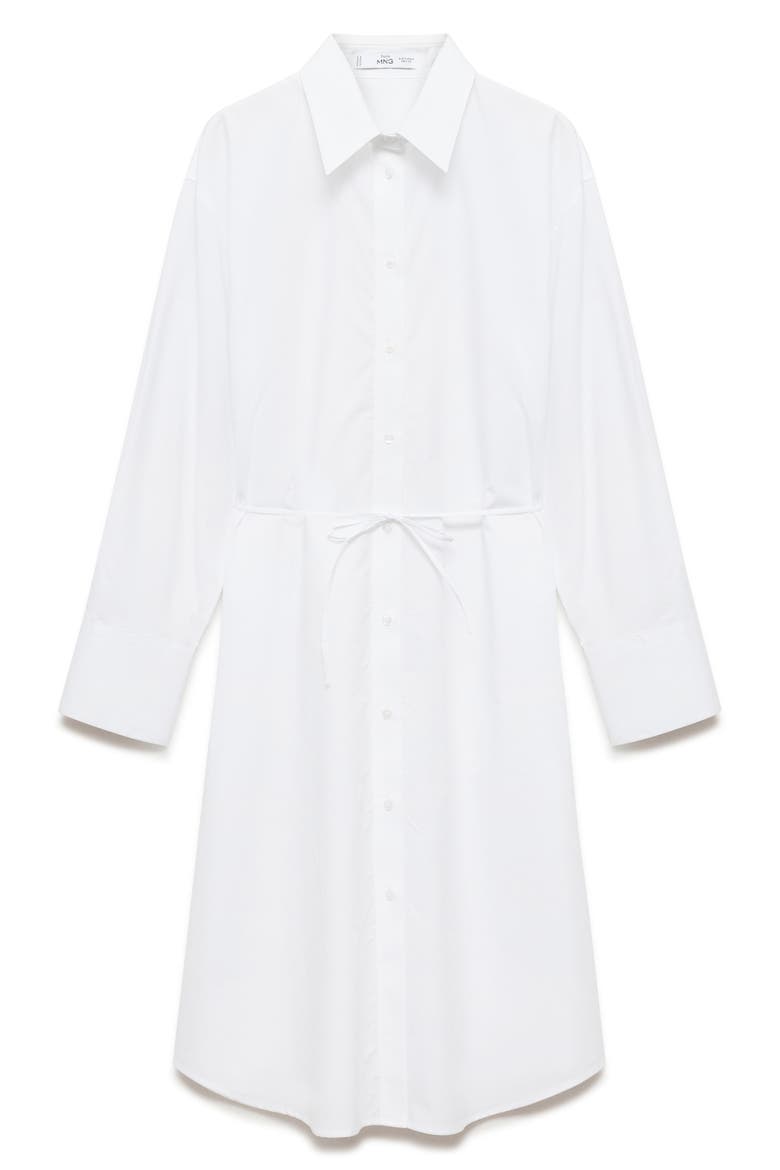 Tie Waist Long Sleeve Shirtdress, Alternate, color, WHITE