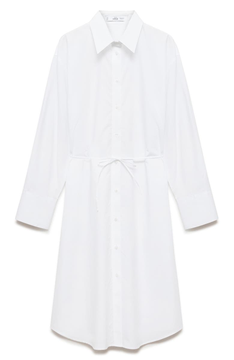 MANGO Tie Waist Long Sleeve Shirtdress, Alternate, color, 