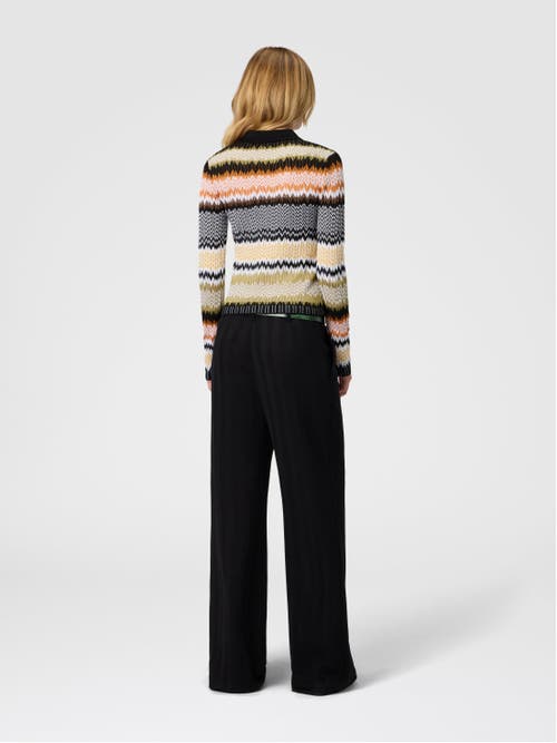 Missoni Long Sleeve Polo With Revisited Chevron Pattern In Multi