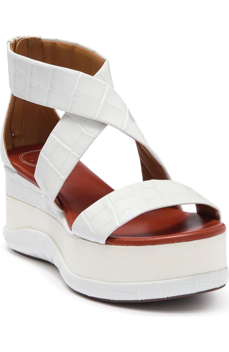 Chloé Wave Croc Embossed Leather Platform Sandal, Alternate, color,