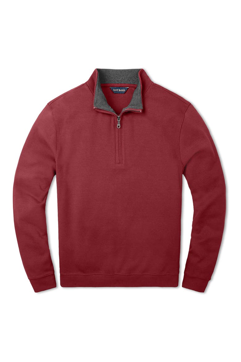 Pima Cotton Interlock Quarter Zip Pullover, Alternate, color, BURGUNDY