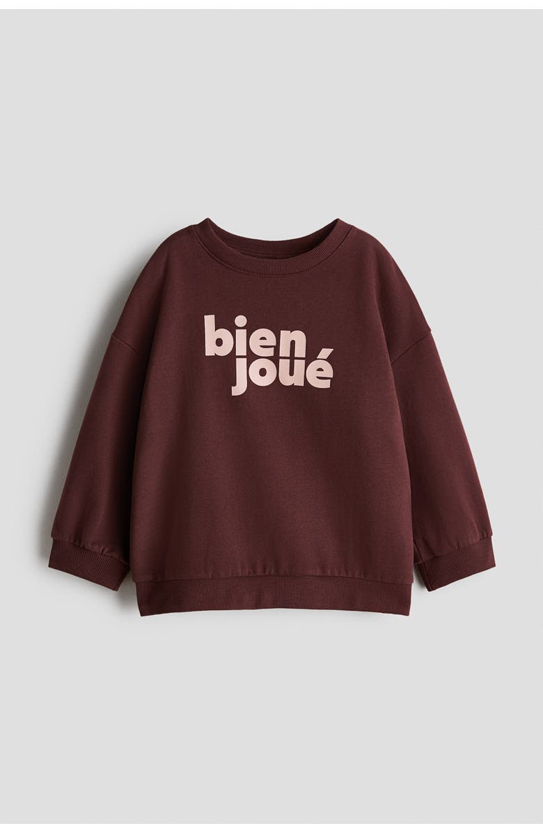H&M Printed Cotton Sweatshirt, Main, color, Dark Brown/Bien Joué