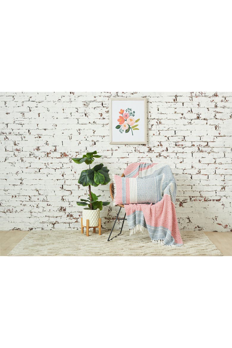 Berkley Hibiscus Diamond Cotton Blend Accent Throw Blanket 50" x 60", Alternate, color, Pink