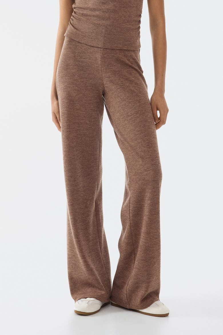 Straight-leg Jersey Trousers, Alternate, color, Brown melange
