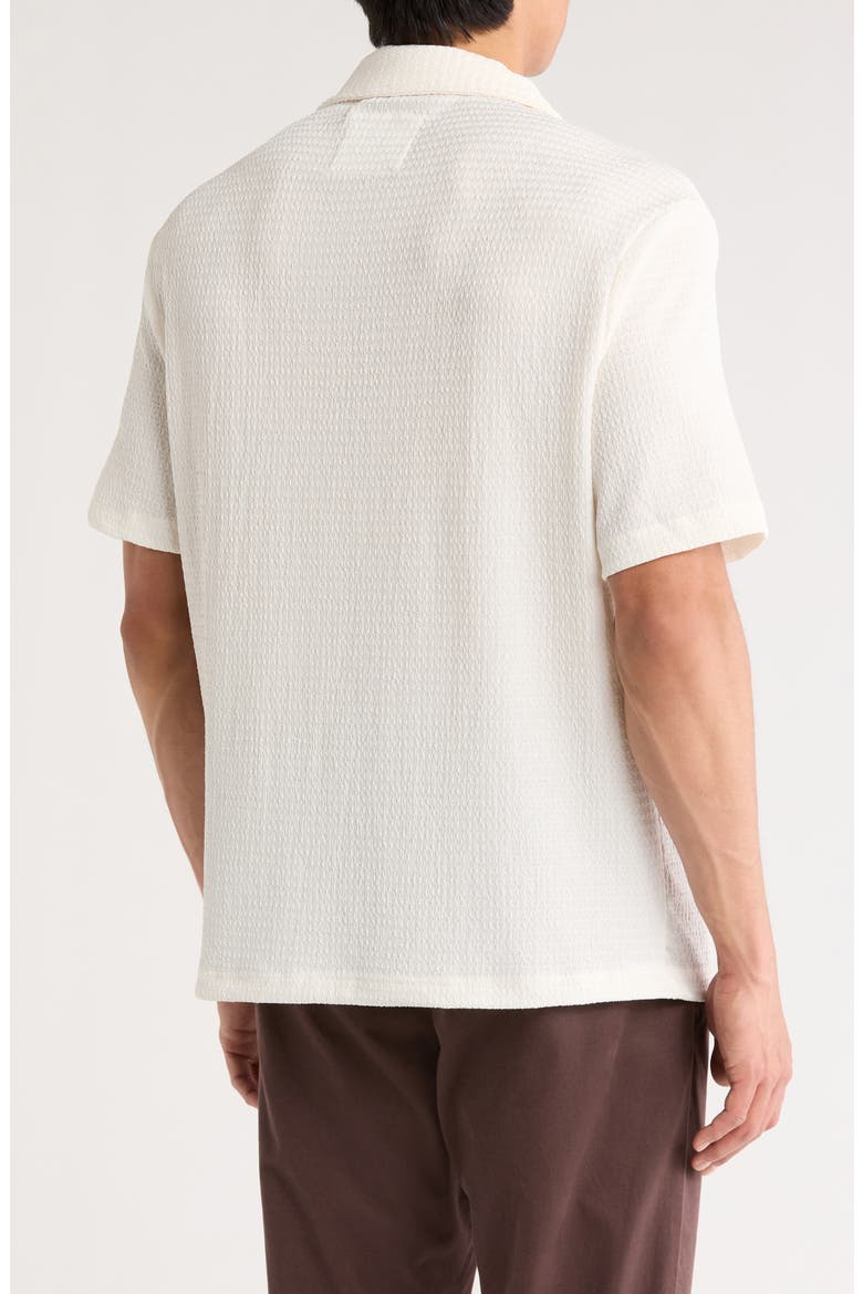Texture Short Sleeve Button-Up Shirt, Alternate, color, CREAM
