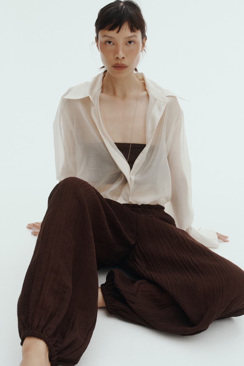 Balloon Drawstring Trousers, Alternate, color, Dark brown