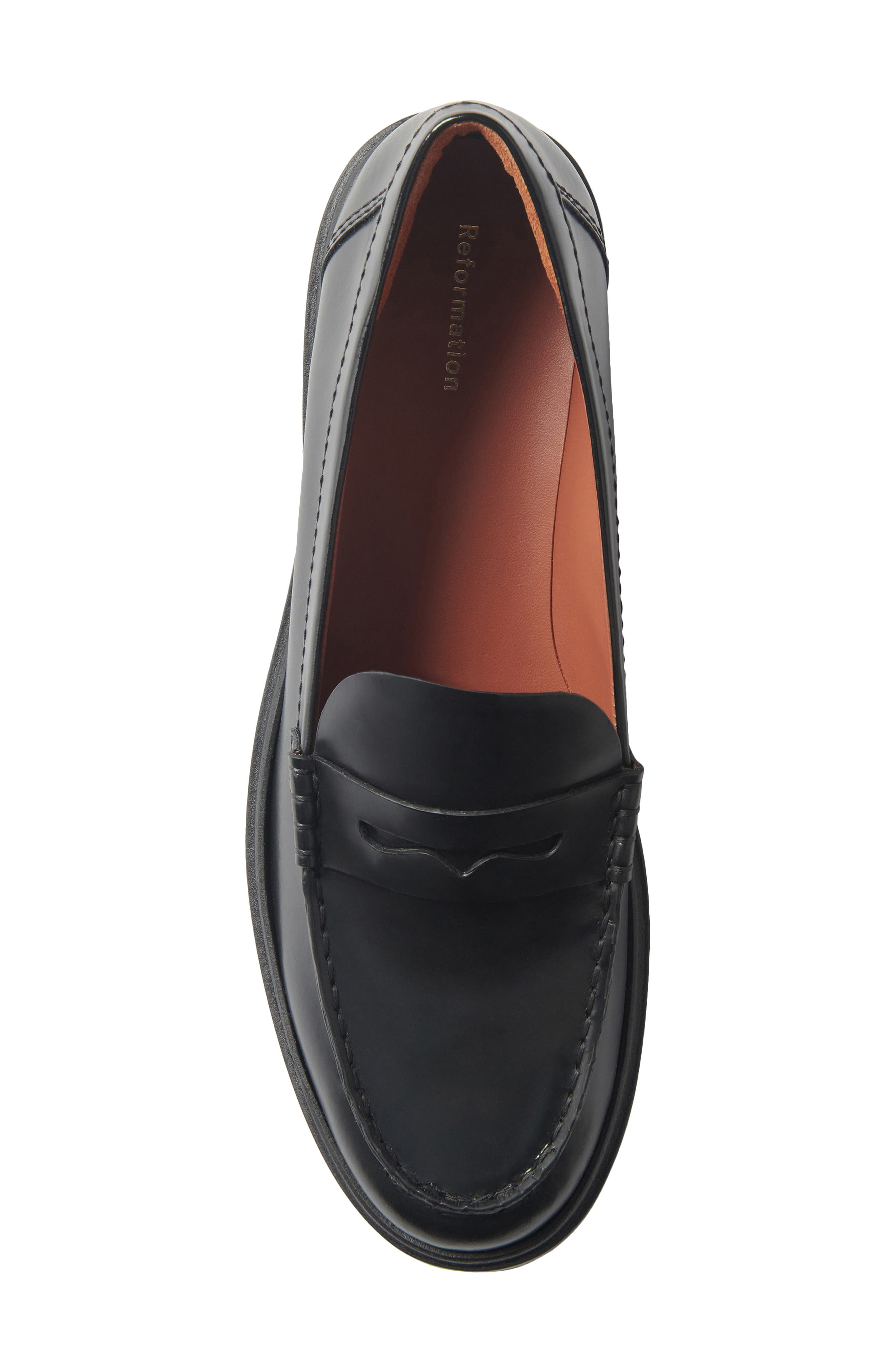 Reformation Agathea Platform Penny Loafer, Alternate, color, Black