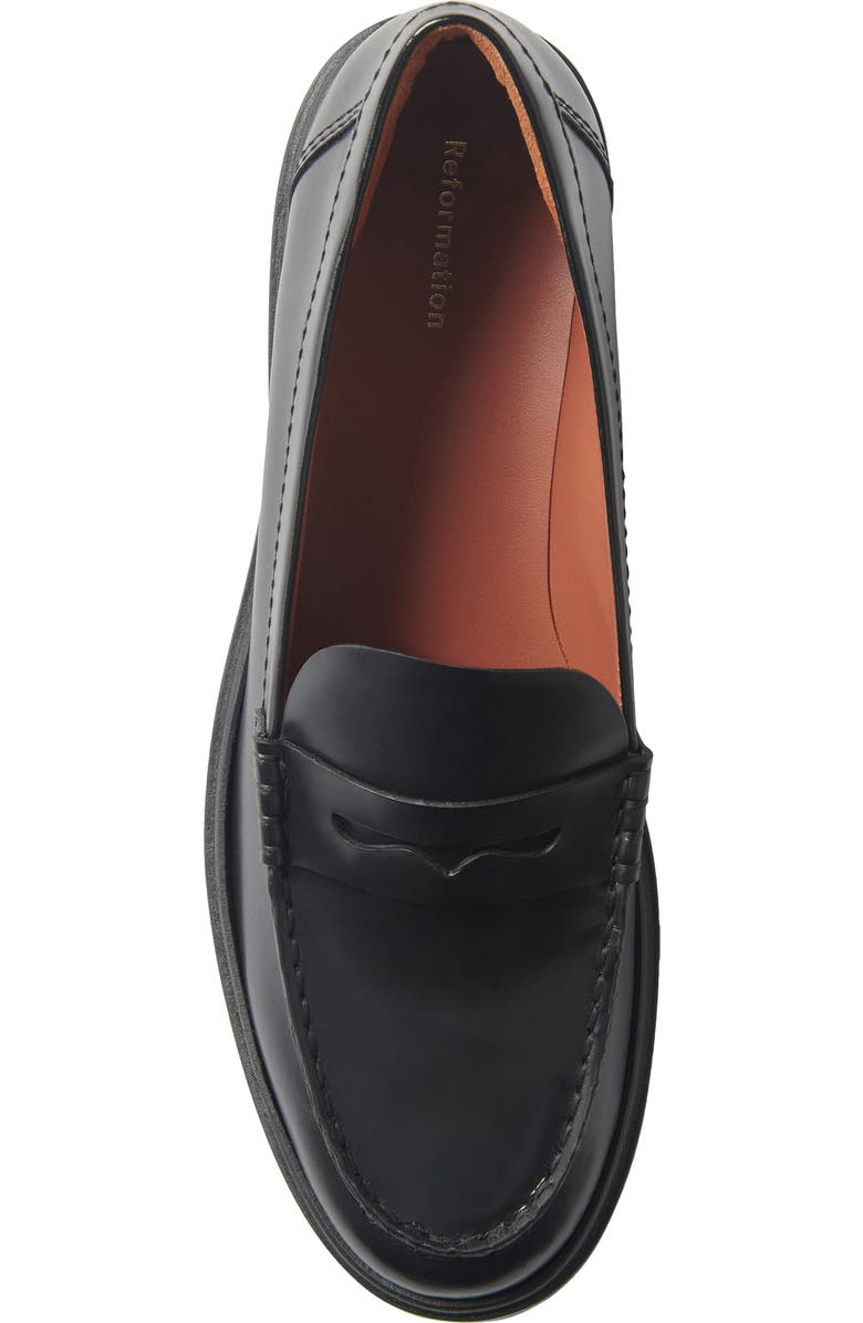 Reformation Agathea Platform Penny Loafer, Alternate, color, Black