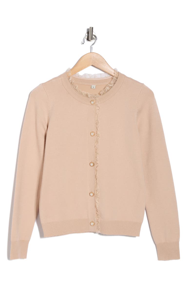 Alma Ruffle Cardigan, Alternate, color, SHIFTING SAND