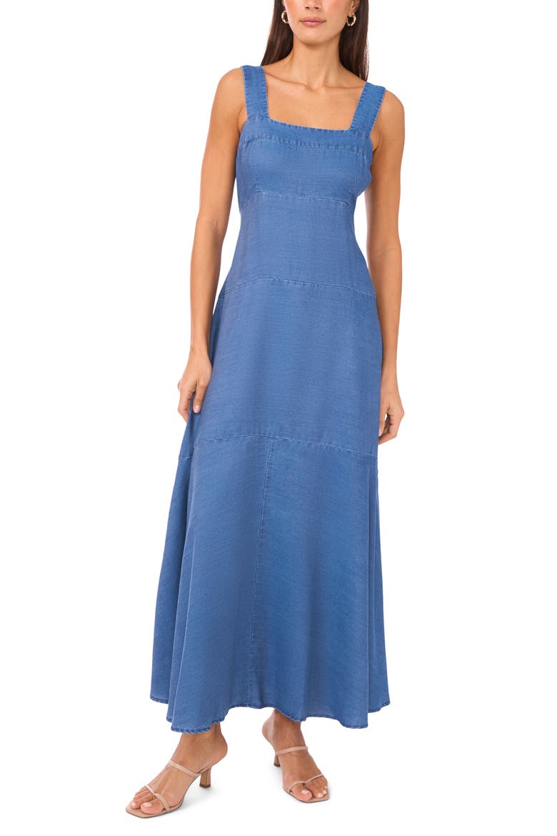 Square Neck Chambray Maxi Dress, Main, color, CHAMBRAY BLUE