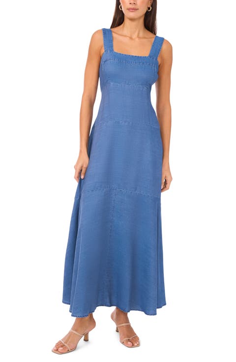 Square Neck Chambray Maxi Dress