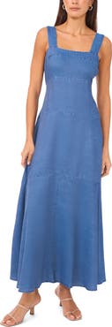 Vince Camuto Square Neck Chambray Maxi Dress