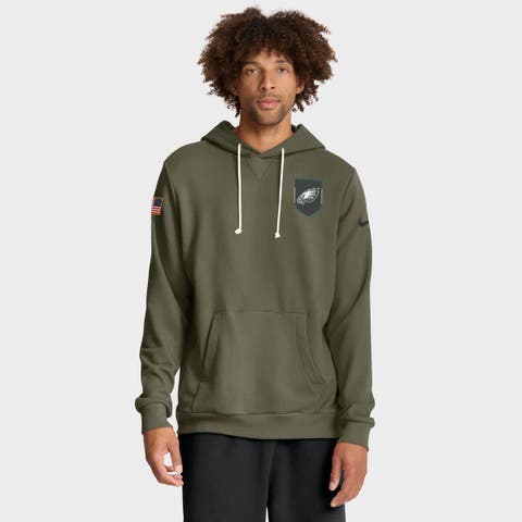 Men's Nike Olive Philadelphia Eagles 2025 Salute to Service Sideline Standard Issue Dri-FIT Hoodie