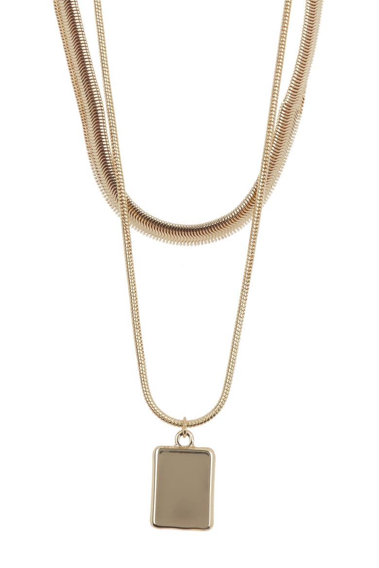 Snake Chain Collar & Pendant Layered Necklace, Alternate, color, GOLD