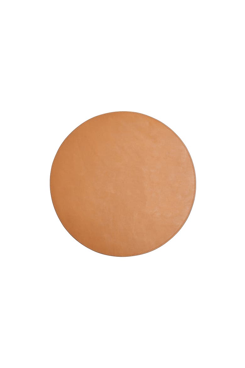 Nelson Leather Circular Placemat, Main, color, Tan