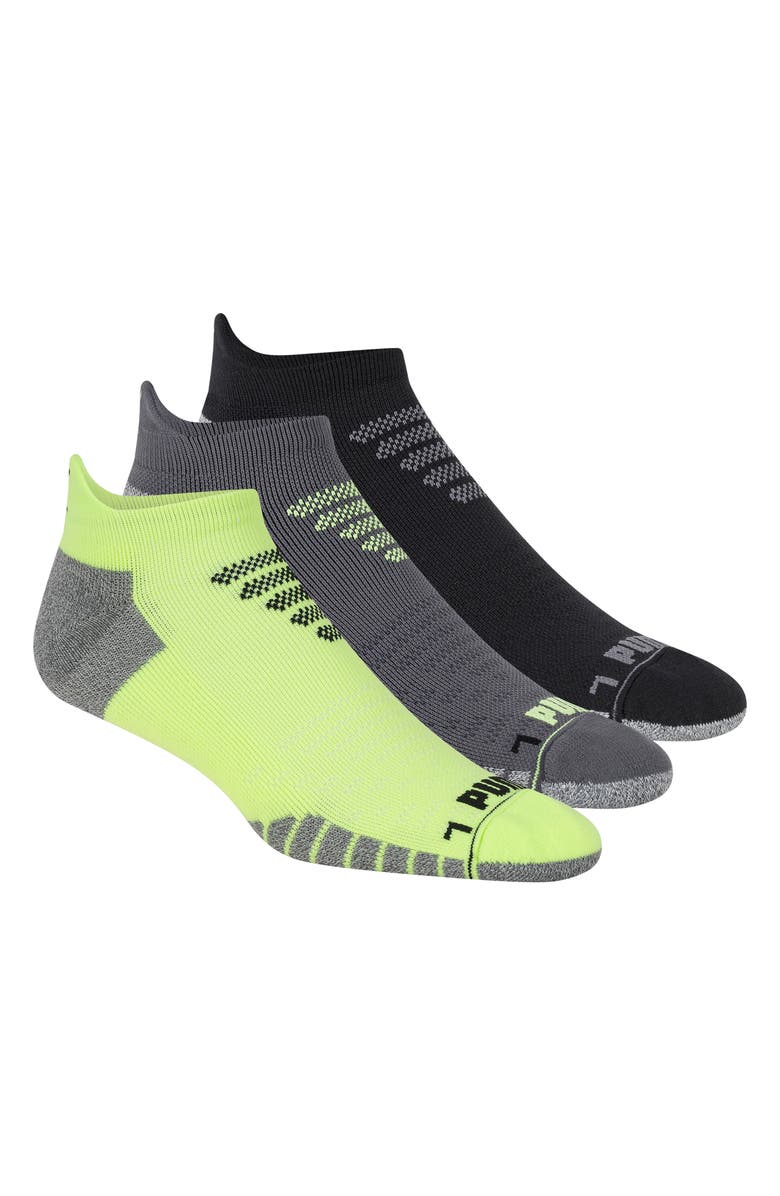 PUMA 3-Pack Terry Low Cut Length Socks, Alternate, color, Grey/ Yellow