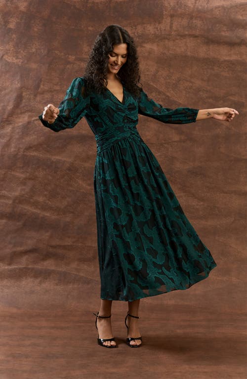 Maggy London Long Sleeve Midi Dress In Green