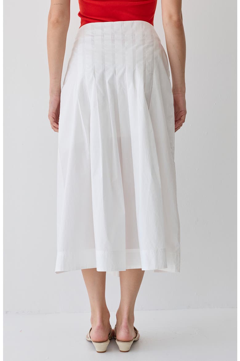 Poplin Box Pleated Midi Skirt, Alternate, color, White