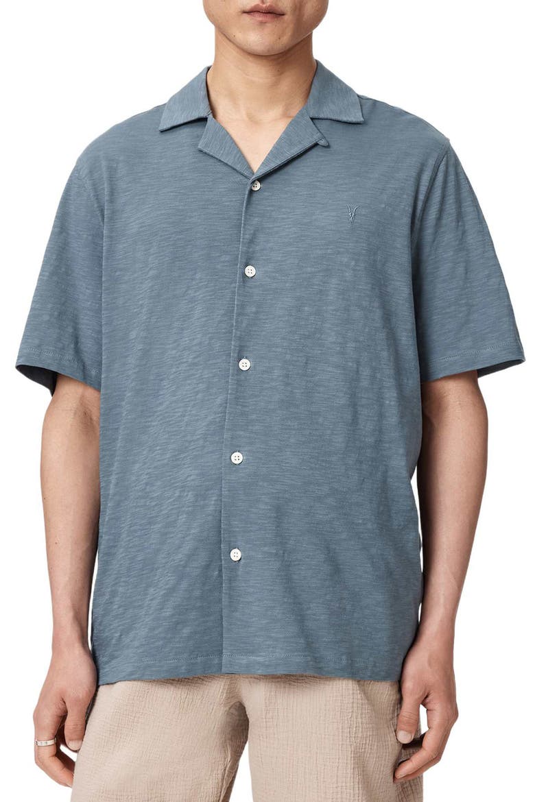 Robson Knit Cotton Camp Shirt, Main, color, LUNAR BLUE